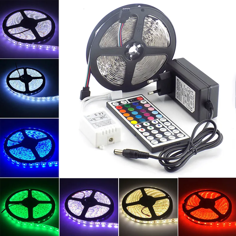 #Best DC 12V 5050 LED RGB Strip Light Strips ledstrip Tape 44 key IR remote controller Waterproof DC12V 60 for Home TV background