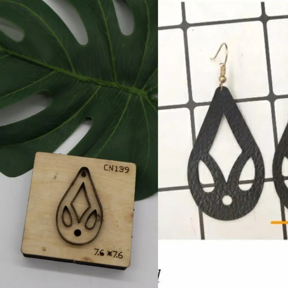

DIY leather craft women earring die cutting knife mould hand punch tool pattern 55x32mm