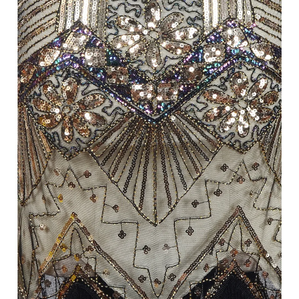 Женское вечернее платье 1920 s Great Gatsby Flapper Vestidos, платье с бахромой и блестками, вечернее платье без рукавов с бахромой