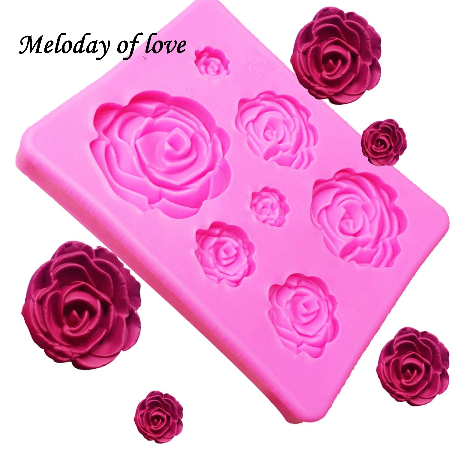 Moule en Silicone 3D moule en forme de Rose pour savon, bonbons, chocolat, glace, fleurs outils de décoration de gâteau T1023