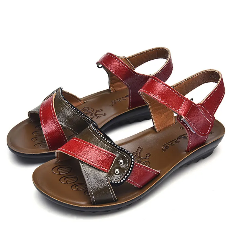 

Comfortable shoes woman sandals 2019 new summer genuine leather flat casual women shoes hook loopbeach women sandals plus size