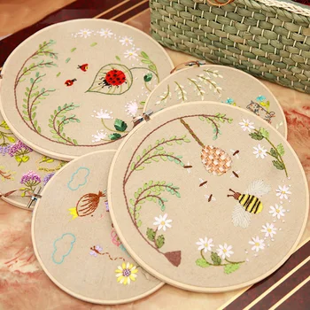 

With Framework DIY Ribbons Embroidery for Beginner Needlework Kits Cross Stitch Cartoon Animals Wall Art Baby Room Decor Gifts
