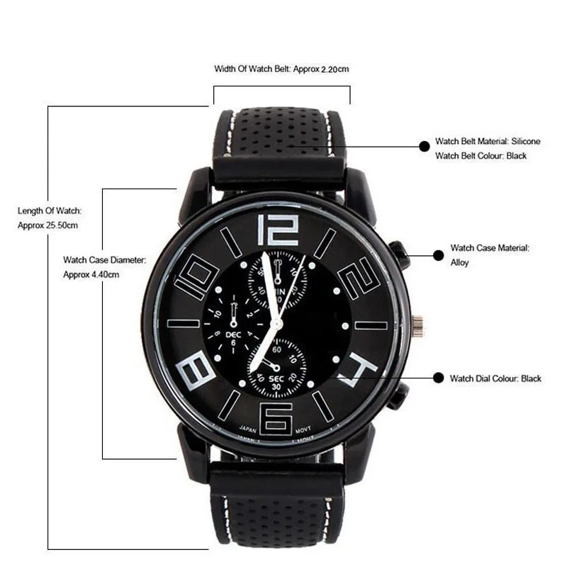 Новые мужские кварцевые аналоговые силиконовый ремешок для часов круглый циферблат спортивные наручные часы TT@ 88