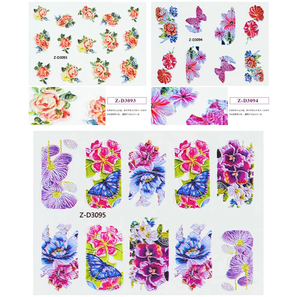 1pc 5D Acrylic Engraved Flower Nail Sticker Embossed Flower Water Decals Empaistic Nail Water Slide Decals 22 Styles DIY Nail Ar