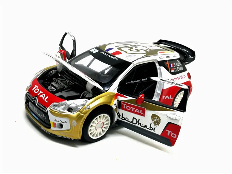 1:26 Citroen DS3 WRC литая под давлением модель автомобиля с выдвижной спинкой игрушечный звуковой светильник электронная модель автомобиля детские игрушки