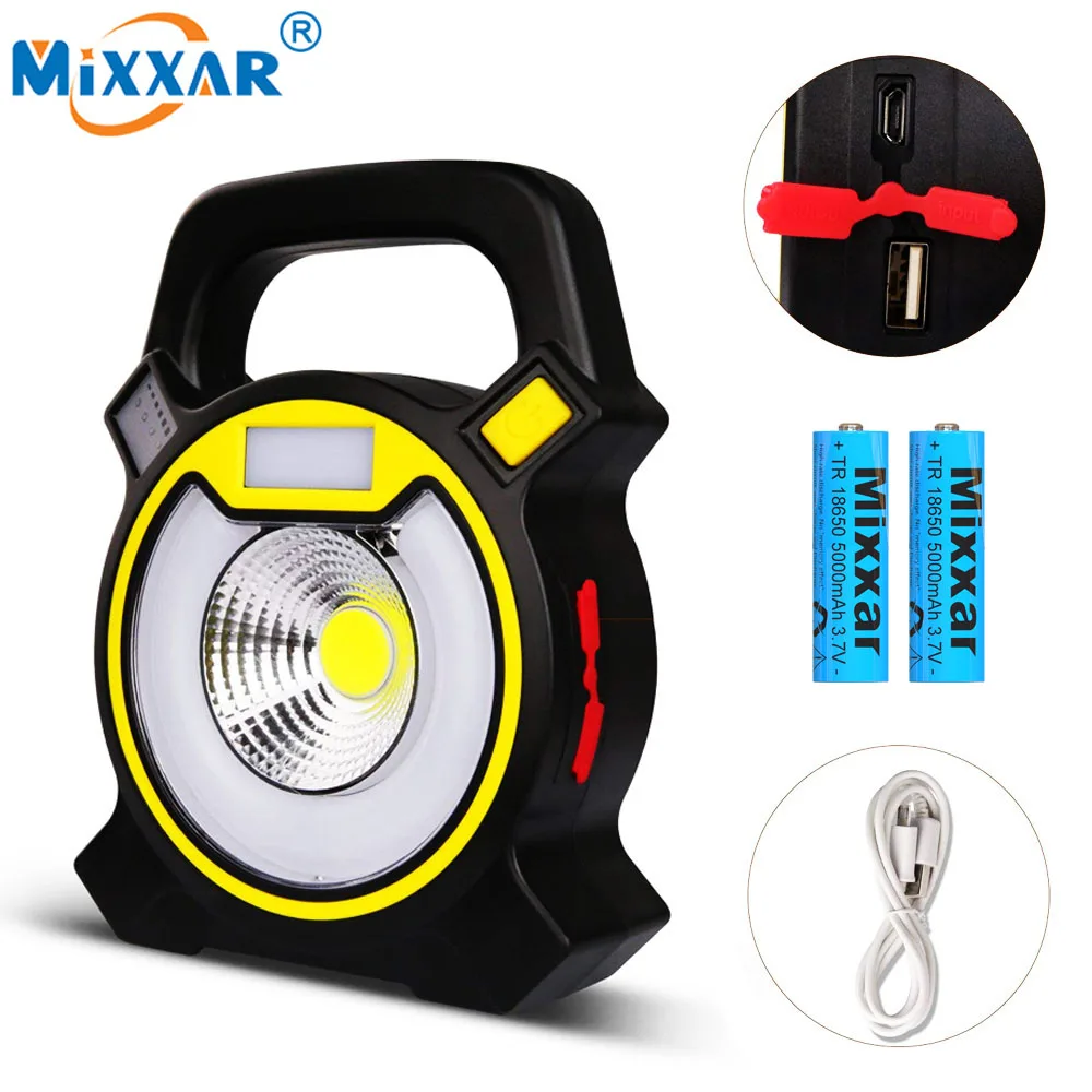 

Dropshipping Mobile LED COB Portable light Lantern Work Light 15W Outdoor Camping Tent Light Handheld Flashlight USB Spotlight