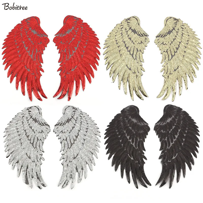

Bobitree 4 colors big wings patch for clothes Stickers Fabric embroidery patches iron on