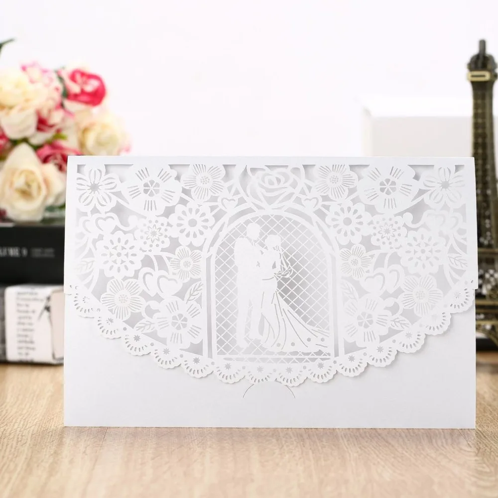 20pcs d056 foldable invitation card cover exquisite hollow out bride