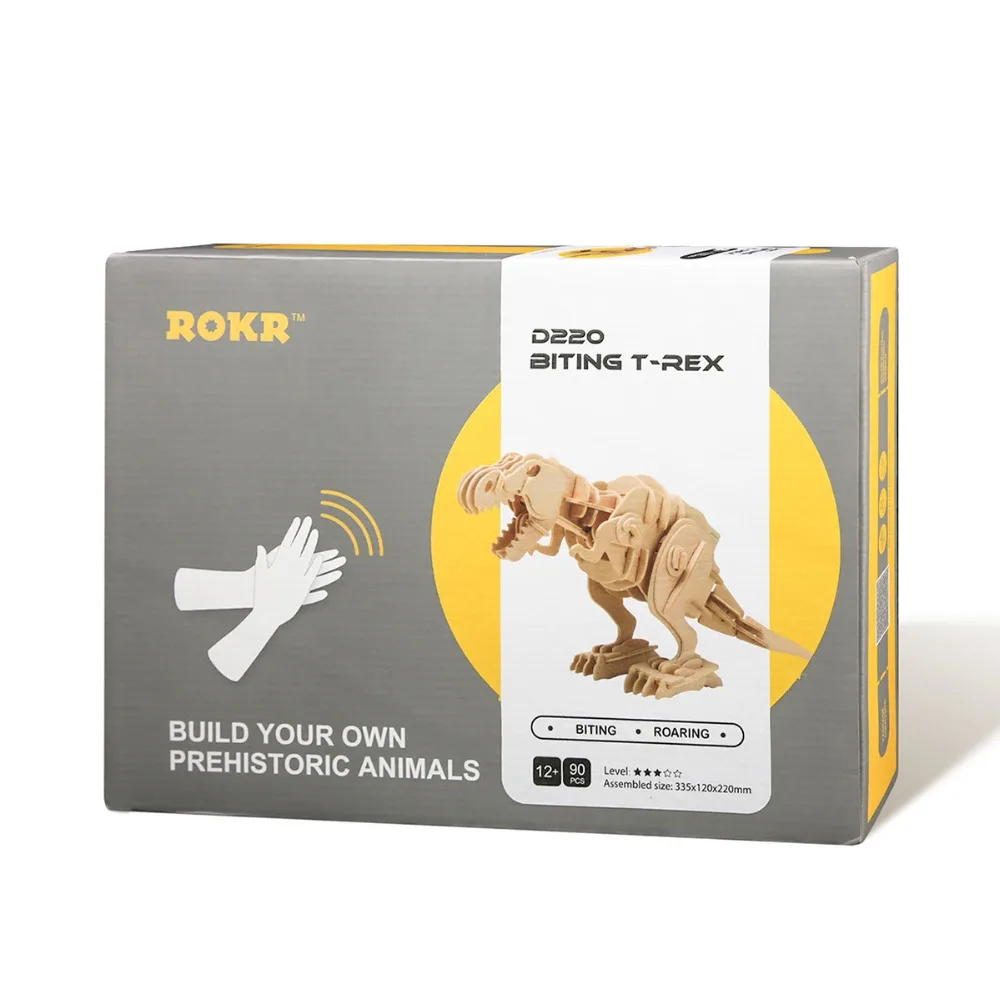 Механическое управление звуком Robotime динозавр DIY 3D деревянная головоломка модель