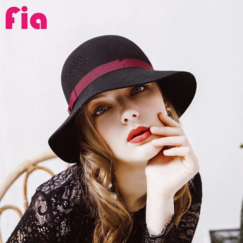 FIA Новый 100% шерсть Винтаж женские Симпатичные Модные шерстяные Fedora Hat Cap Зима