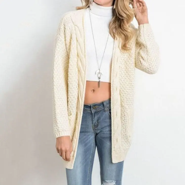 

Fashion Casual Pure Color V-Neck Long Sleeve Pockets Cardigans Knitted Sweater Loose love xl American Style