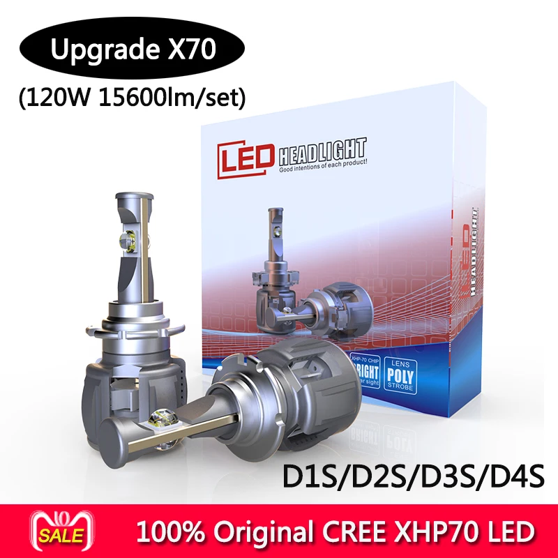  100% original CR-EE X70 XHP70 LED auto headlight bulbs H4 H7 H8 H9 H11 9005 9006 9012 5202 120W 156 - 33014021834