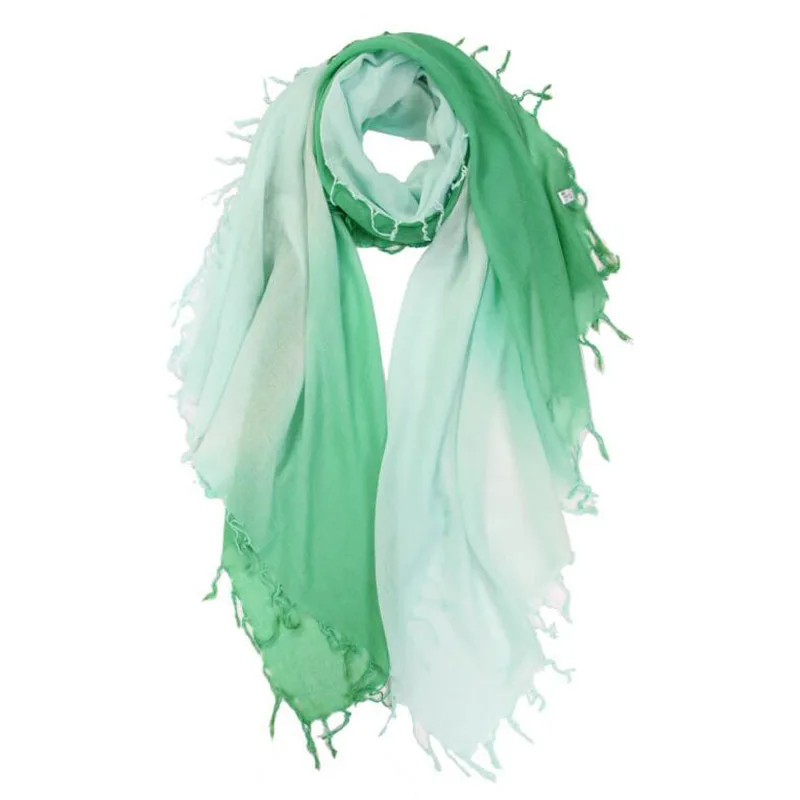 

100 Cashmere Scarf Women Green Gradient with Fringe Cashmere Scarf Shawl Fashion High Quality Hot Selling Free Shipping