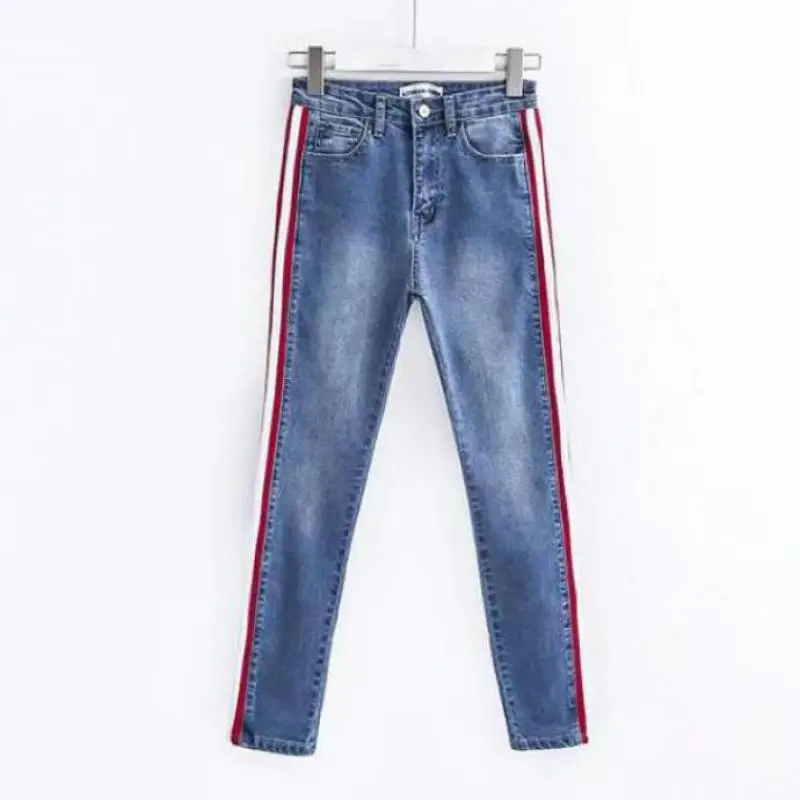 Женские джинсы в полоску с высокой талией 2019|high waist denim jeans|jeans for womenjeans femme |