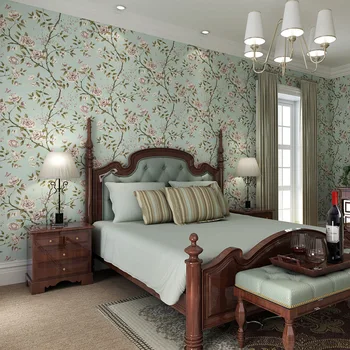

Colomac 3D Non-woven pastoral flower pattern thicken bedroom wallpaper roll living room study TV background decor wall paper
