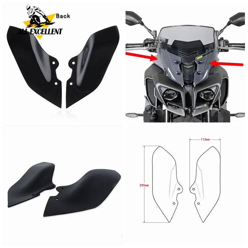 

Black Spoiler Screen For YAMAHA MT10 MT-10 FZ-10 2017 2016 Upper Headlight Screen Lens Windshield Protective Cover Side Fairing
