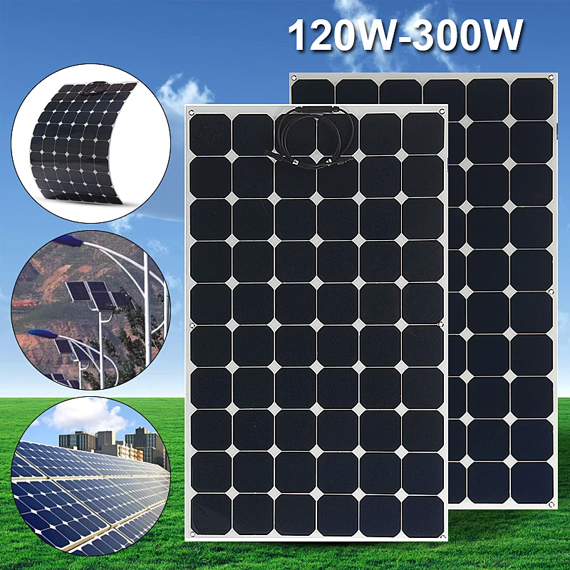 

CLAITE 300W 18V Solar Panel Plate Flexible Solar Charger For Car Battery 12V Sunpower Monocrystalline Silicon Cells Module Kit