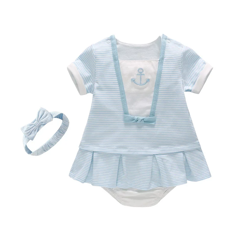 Vlinder Baby girl clothes Baby girl dress Infant dress Cute headband Underpants 3pcs Set Newborn short Sleeve Cotton Dress