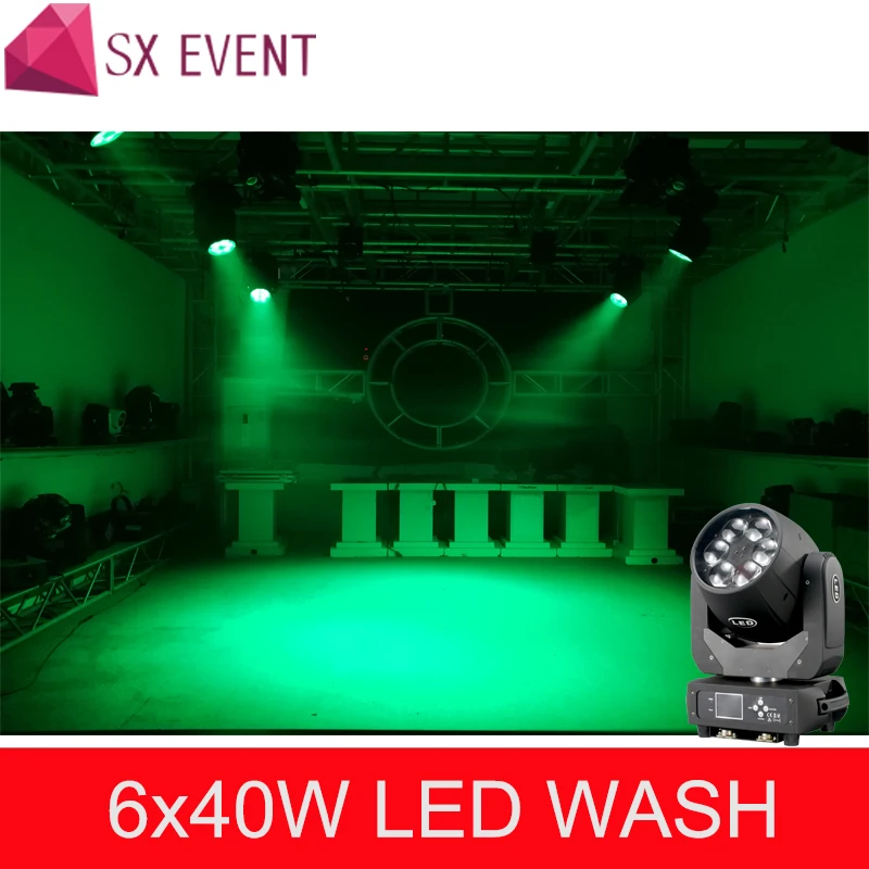 6x40 W Bee Eyes Moving Head Light RGBW 4in1 LED Wash Zoom Moving Head DMX Channel Stage Light para DJ Disco Nightclub 2PCS/lot