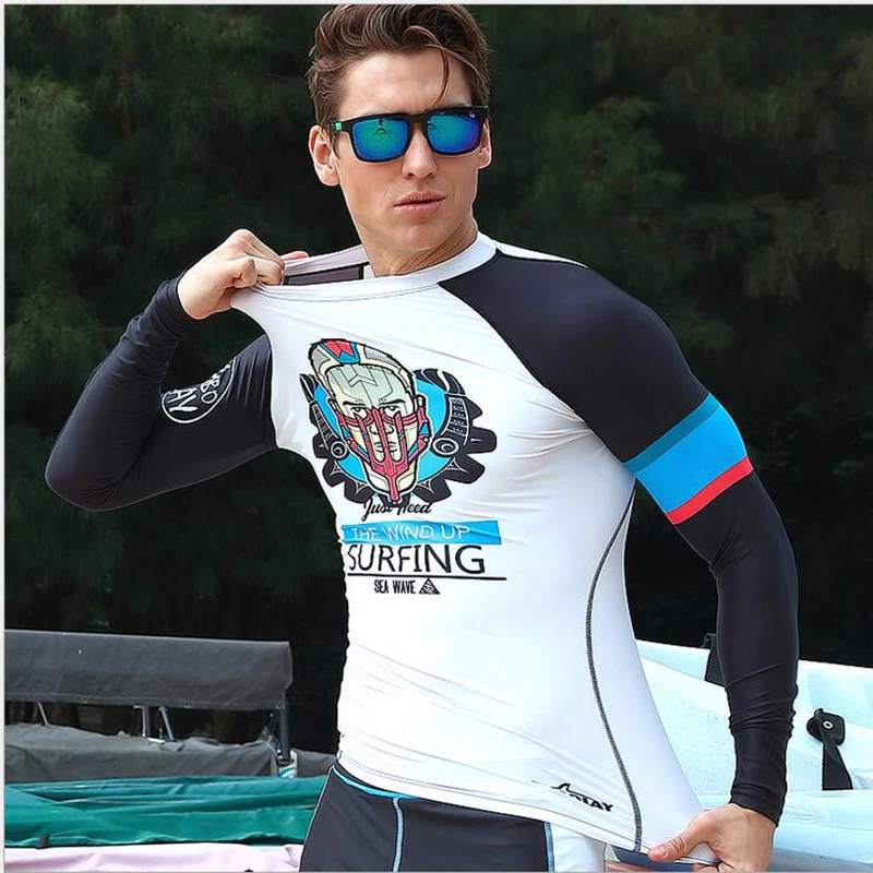 SABOLAY Men Long Sleeved Swimwear Diving Sunscreen Quick drying UV