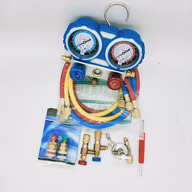Refrigerant Air Conditioner fluoridize regulator kit double gauge