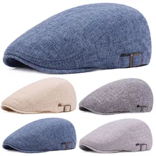 Мужская кепи в таксистском стиле гольф кепки для езды Регулируемый льняной хлопоковый берет шляпа CSHAT0340