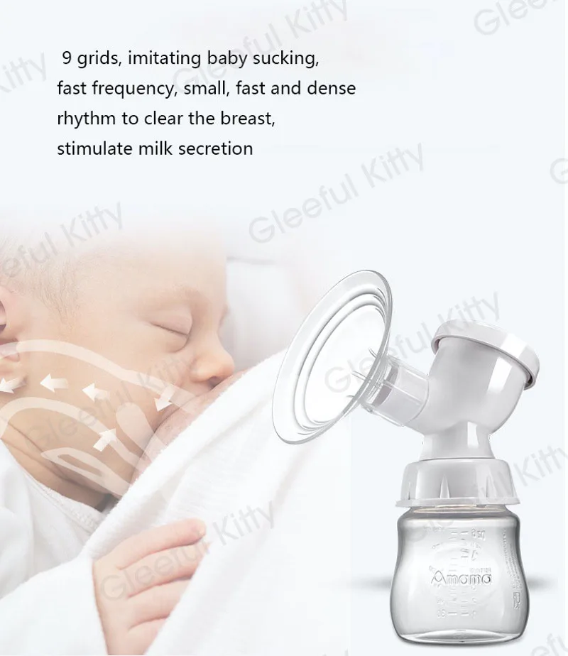 Аккумуляторная батарея Электрический молокоотсос BPA бесплатно для новорожденных Мощный светодиодный Электрический молокоотсос для кормления-9 уровней