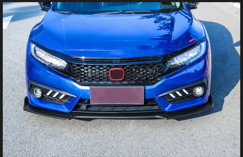 Автомобильный Стайлинг для Honda Civic 10th передний бампер Нижняя решетка защитная пластина для губ Наклейка декоративная полоска