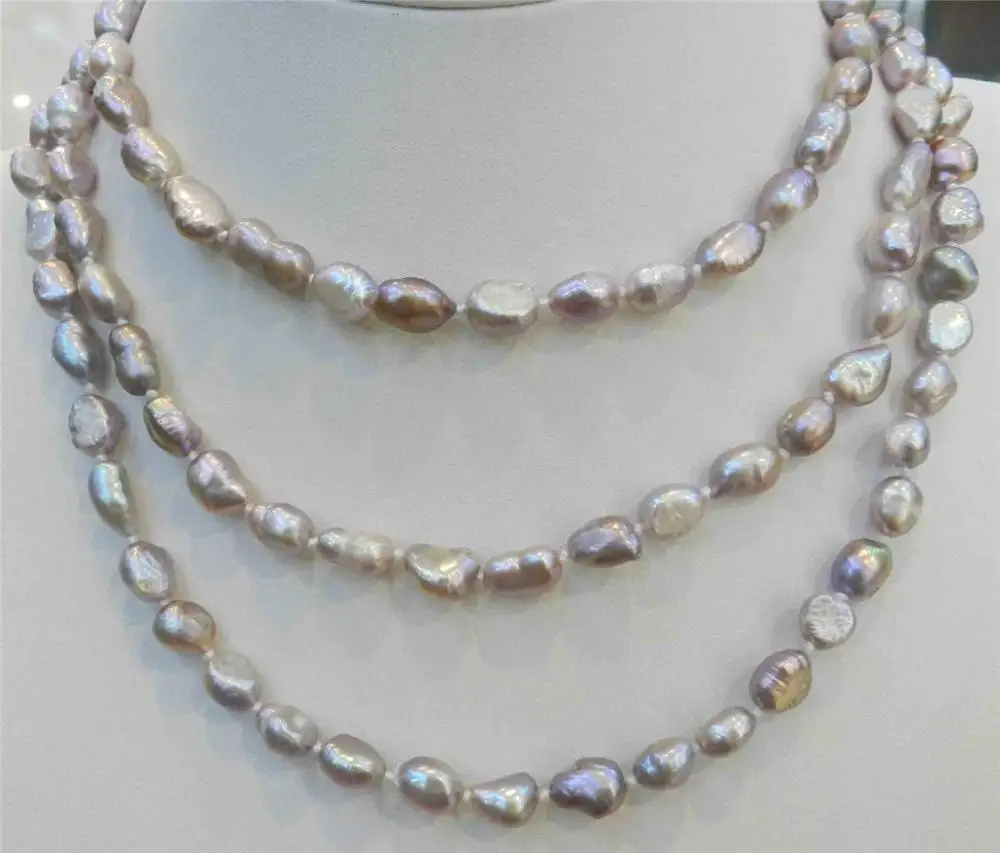 

Free shipping@@@@@ LONG 48 INCHES 7-9MM PURPLE AKOYA CULTURED PEARL NECKLACE 18KGP AAA002 a