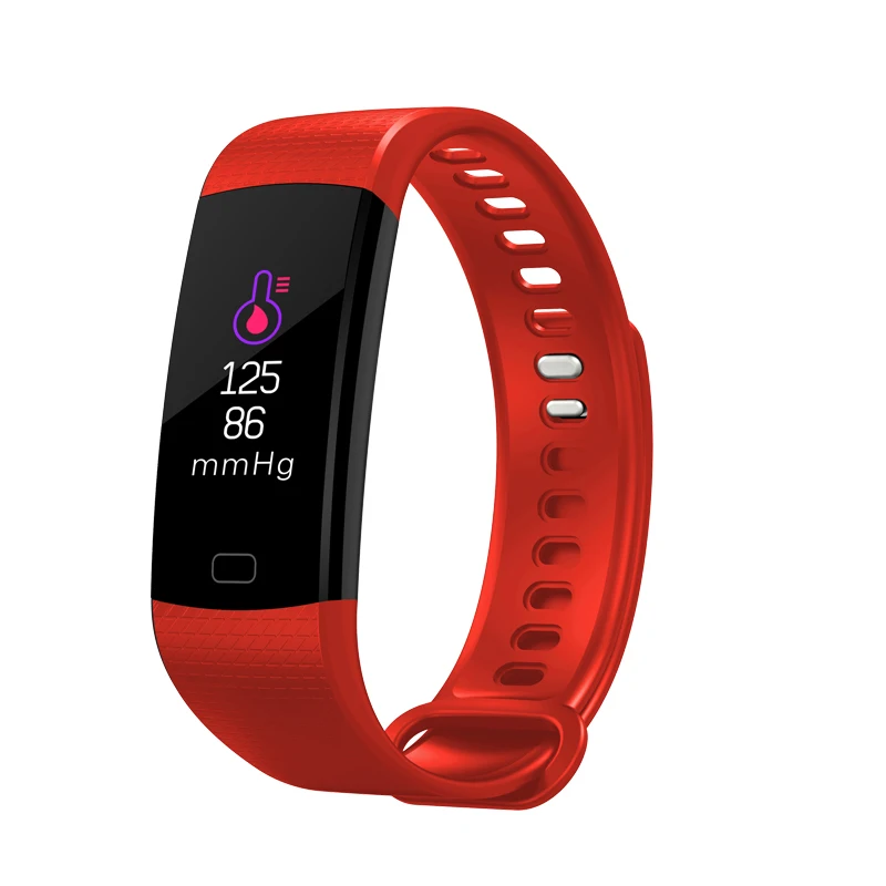 Red Фитнес для женщин и мужчин, умный браслет, Bluetooth, пульсометр, кровяное давление, шагомер, часы, светодиодный, спортивный браслет, часы для Android IOS - Цвет: Red