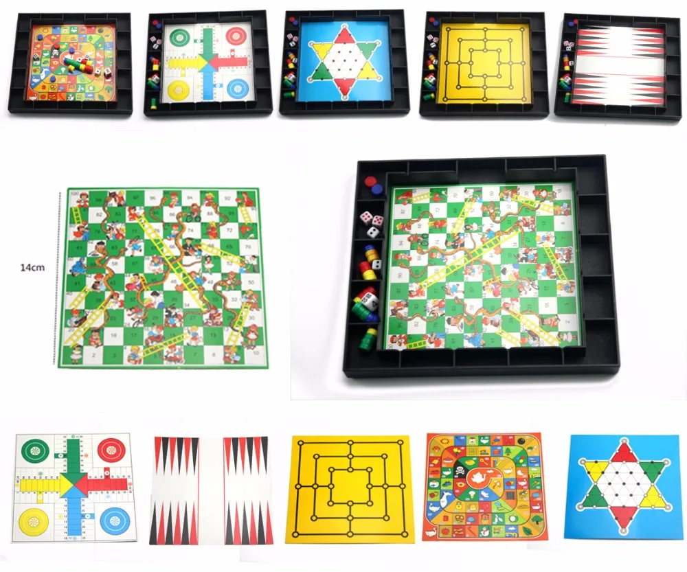 Ludo Chess Mini Magnetic Travel Board Games Draughts Snakes and Ladders 