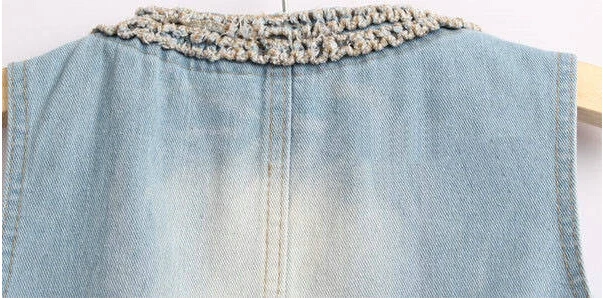 Женский Ретро промытый без рукавов персонализированный Кардиган Джинсы джинсовый жилет, жилет пальто куртка, свободный размер