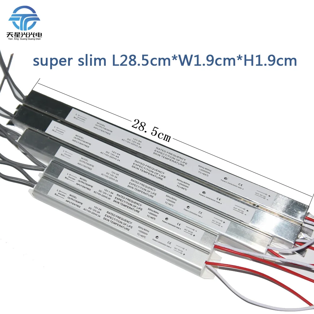 

TXG super slim light weighted DC12V 60W led power supply transformer for led strip security monitoring 1.9cm x 1.9cm x 28.5cm