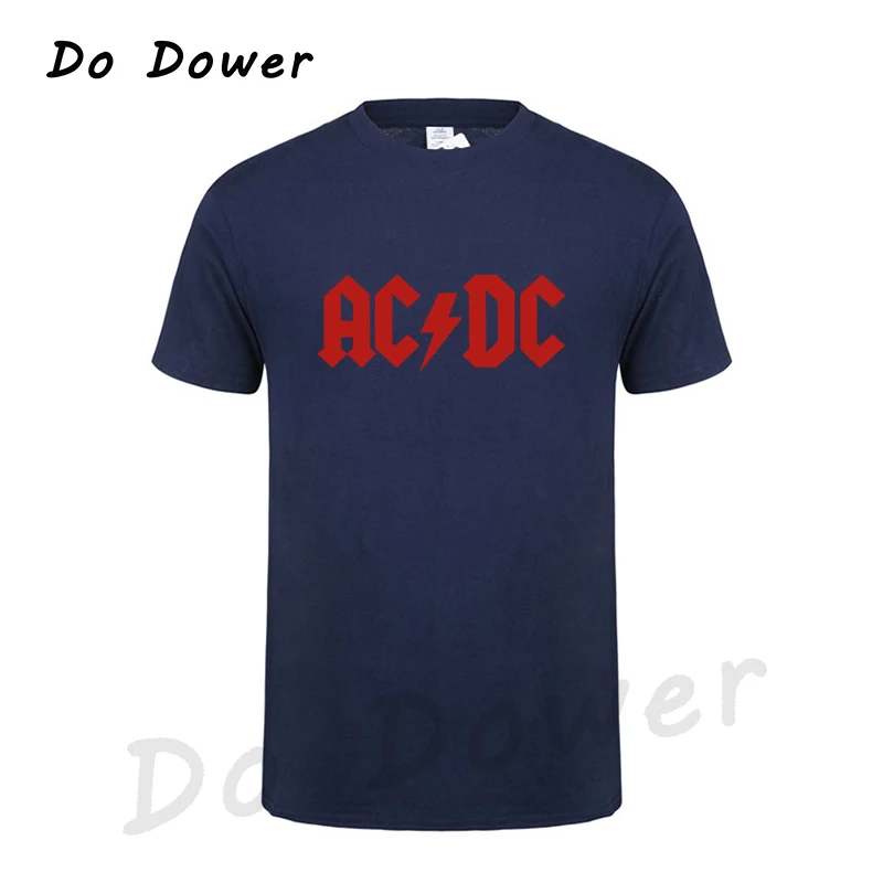 Новинка, Camisetas AC/DC Band Rock, Мужская футболка с графическим принтом Acdc, Повседневная футболка с круглым вырезом, хип-хоп, короткий рукав, хлопковый топ - Цвет: Navy Blue  4