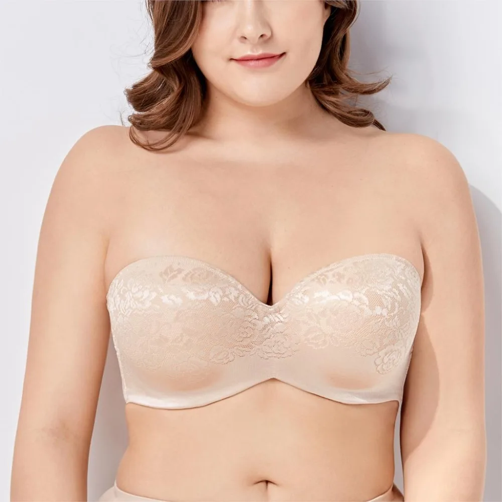 Beste Vrouwen Underwire Padded Lift Naadloze Kant Multiway Strapless Beha Plus Size D E F G