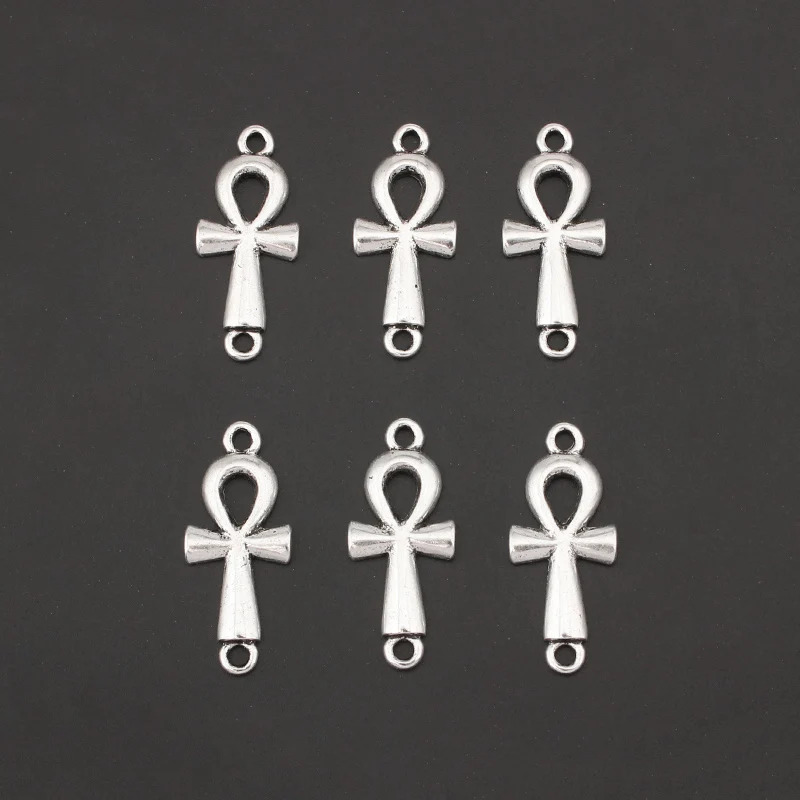 20 шт античный серебряный крест АНХ шармы-соединители кулон для ожерелья ювелирные изделия из браслетов изготовление