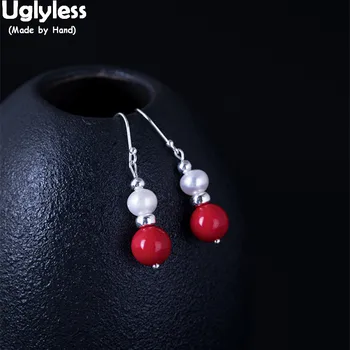 

Uglyless 100% Real 925 Sterling Silver Gemstones Beading Earrings for Women Natural Pearls Dangle Earrings Lapis Fine Jewelry