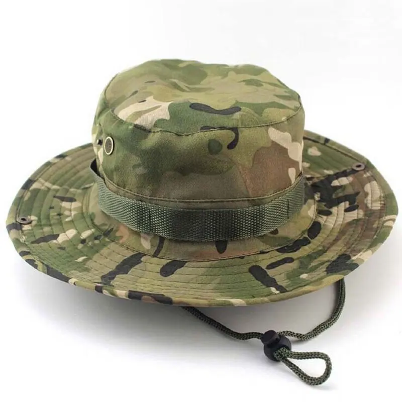 Hot Sale Nature Hike Boonie Hats Tactical Airsoft Sniper Camouflage Tree Bucket Cap Accessories Army Military Men & Women