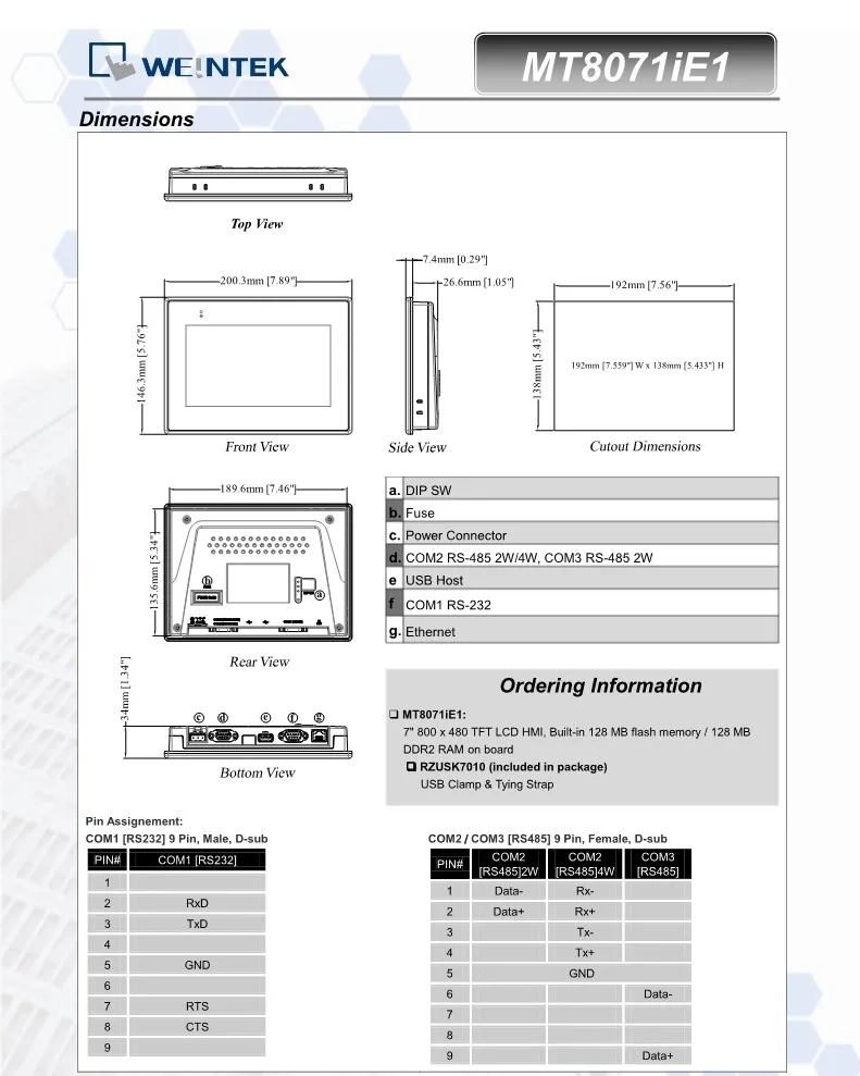 WEINVIEW/WEINTEK MT8071iE HMI сенсорный экран 7 дюймов TFT lcd USB Ethernet интерфейс человека машина дисплей Замена MT8070iE