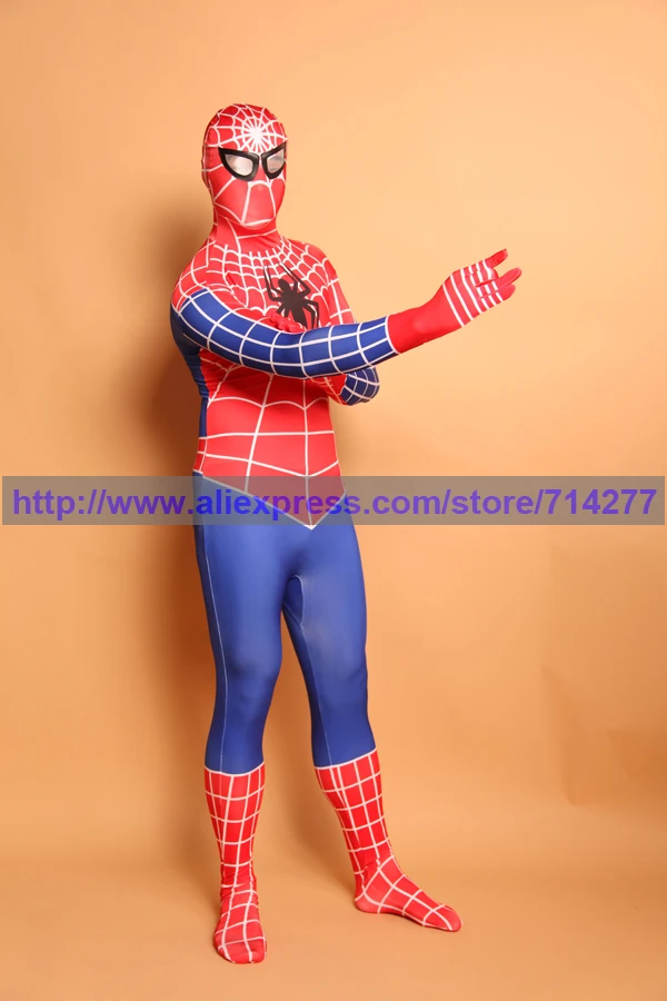 

Superhero Spiderman Red And Blue Cool Spiderman Cosplay Costume Lycra Spandex Full Bodysuit Adult Spider Man Halloween