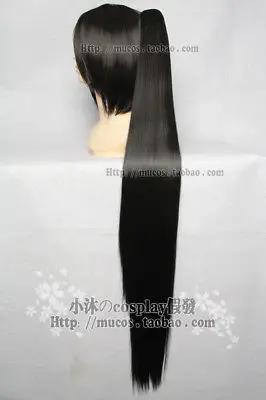 

ePacket Free shipping 100cm Tail +Short Black Cosplay Wig