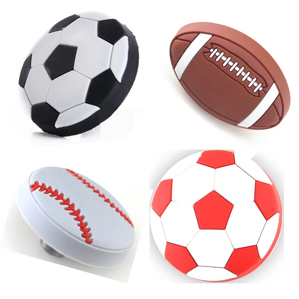 

MEGAIRON Soft PVC Children Room Door Handles Football Baseball Rugby Shape Boys Dresser Drawer Wardrobe Handles with Screws