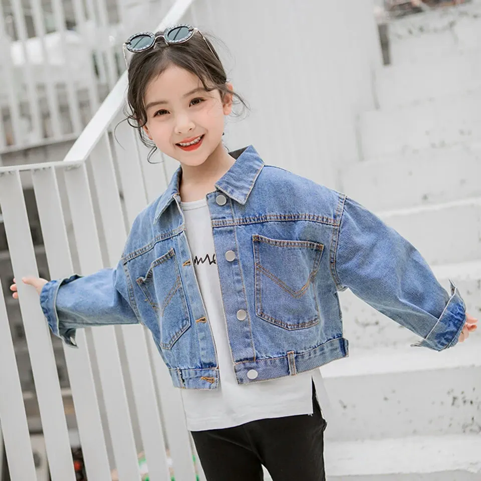 

2019 Spring Girls 3-13 Years Fashion Cool Thin Autumn Jackets Coat Denim Cool Kids Girl Warm Outerwear Coats Children Clothes