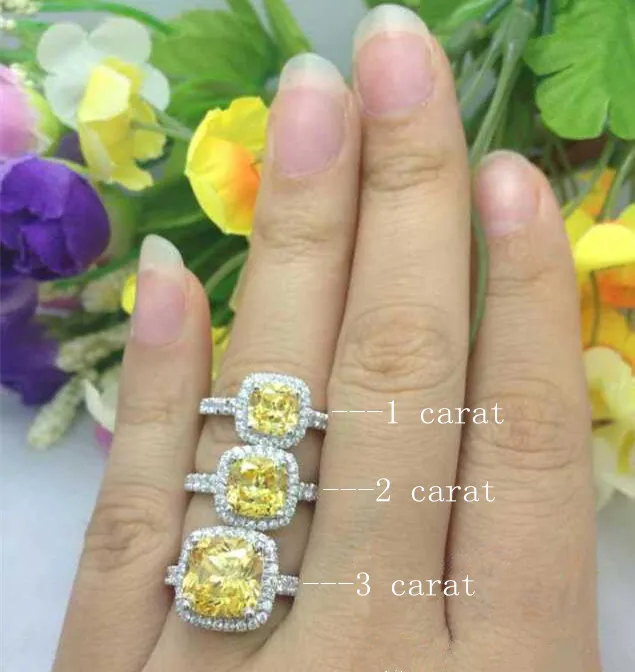2ct Cushion Cut Engagement Rings 925 Sterling Silver Diamond Ring