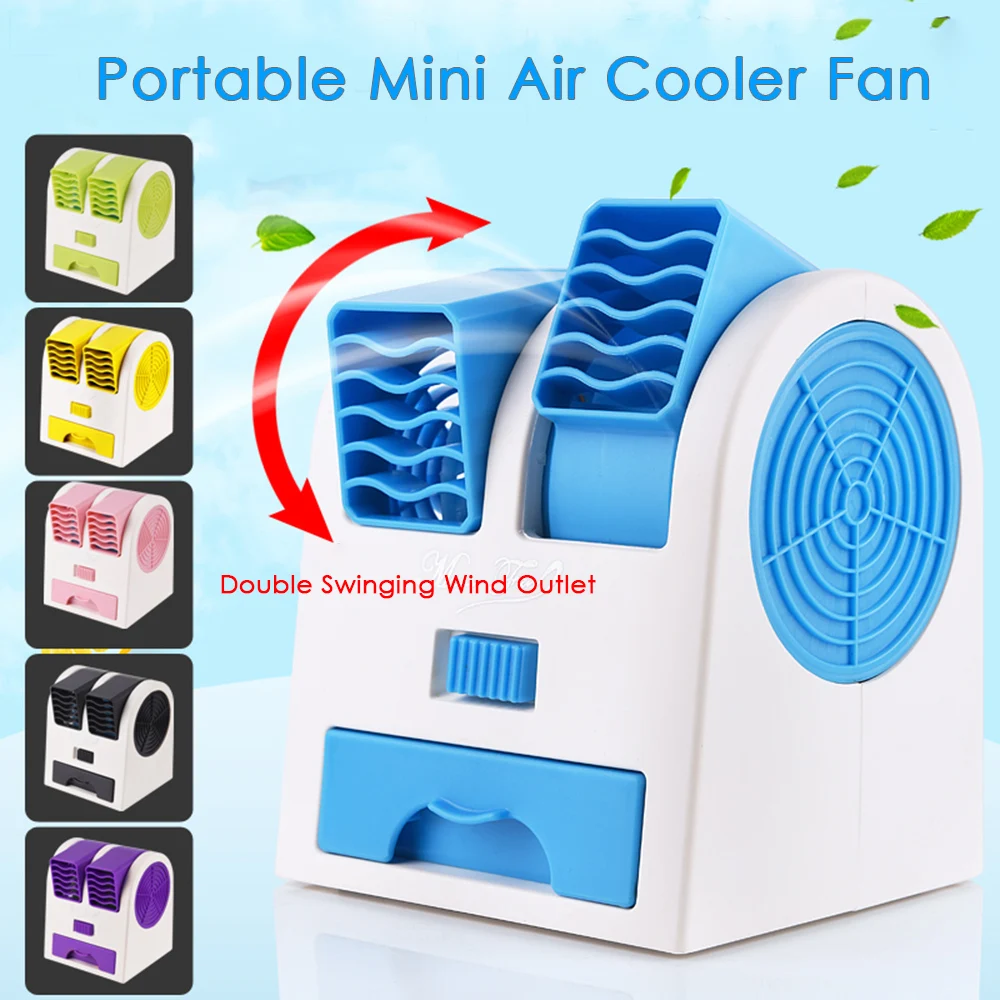

Portable Mini Fan Bladeless Air Conditioner USB/Battery Desktop Cooling Fan Double Wind Outlet Perfume Diffuser