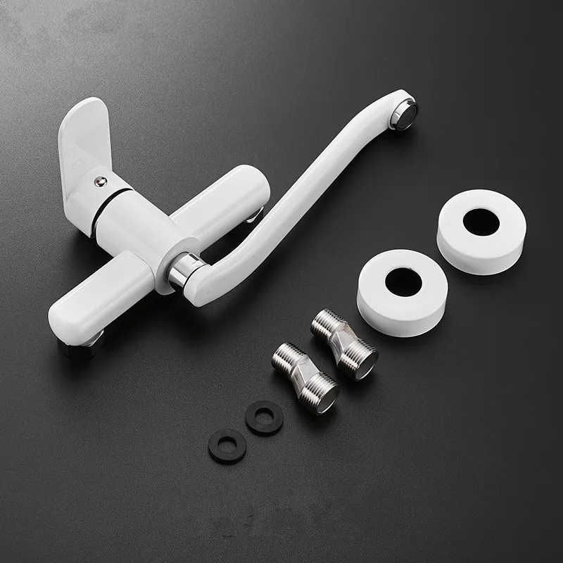 Kitchen Faucet Brass Sink Mixer Tap Hot and Cold Single Handle Faucet Wall Mounted Washing Basin Tap White Mop Pool Faucet Kitchen Faucet Brass Sink Mixer Tap Hot and Cold Single Handle Faucet Wall Mounted Washing Basin Tap White Mop Pool Faucet