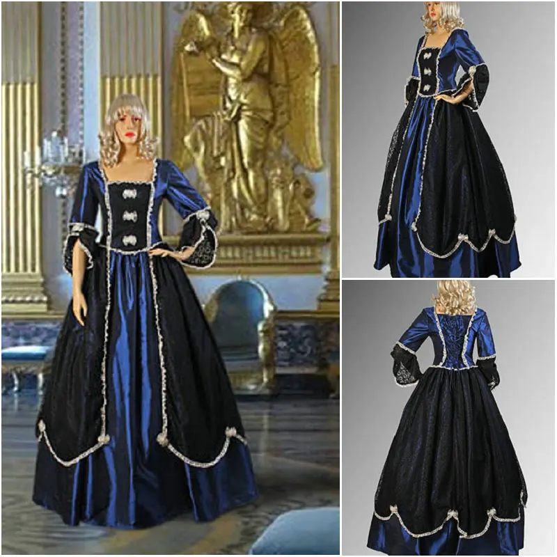 

History!Customer-made Blue Victorian dress 1860s Civil war Dress Vintage Cosplay dresses Scarlett dress SZ US6-36 V-280