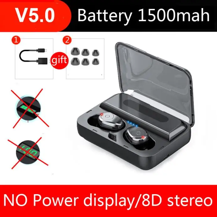 CBAOOO Bluetooth V5.0 наушники беспроводные наушники стерео Спорт Мощный светодиодный дисплей гарнитура наушники гарнитура 3000 мАч Мощность - Цвет: NO Power display