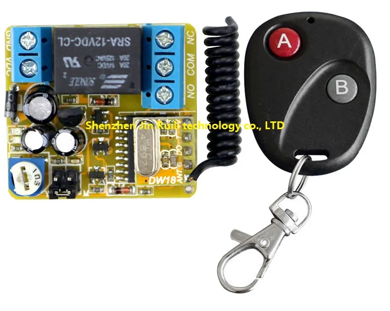 

DC12V 1CH Wireless Time delay Remote Control Switch System Transmitter with Two-button Receiver for Appliances Gate Garage Door
