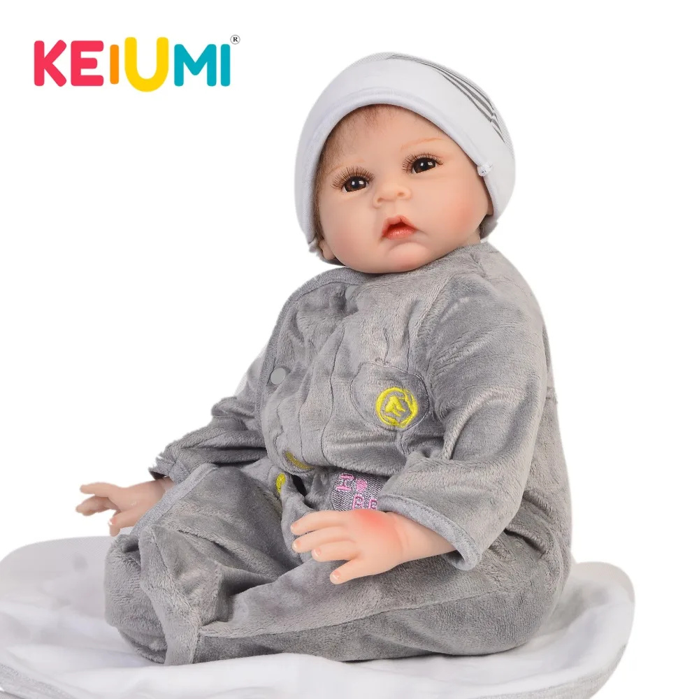 

2018 Fashion Reborn Baby 55 cm Soft Silicone Stuffed Dolls Realistic Newborn Dolls Babies Reborn 22 Inch Boy Gifts Playmates
